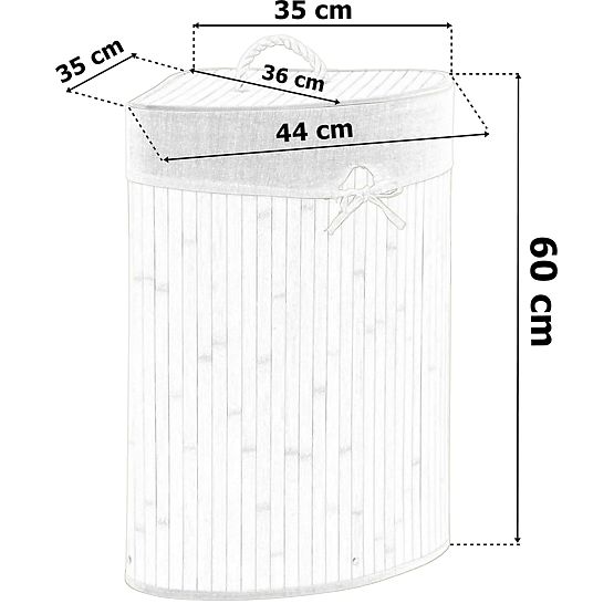 Bambusový rohový kôš na prádlo s vekom natural 60L