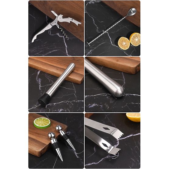 Barmanská sada CHESTER chrómovaná 12 dielov