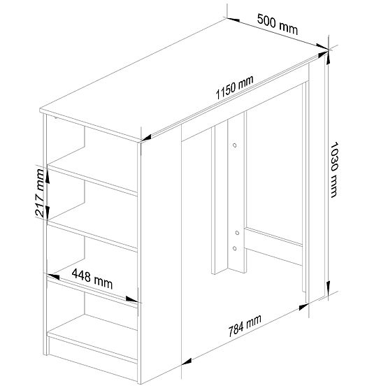 Barový stôl pod barovú stoličku 115 cm Biela / Dub Sonoma