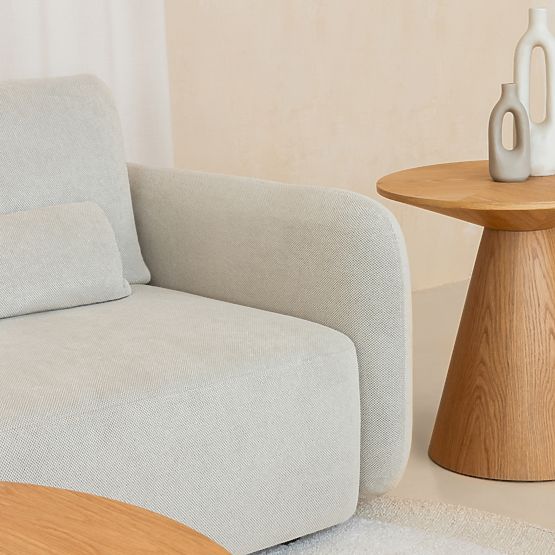 Bočný stolík Abisko, 60 cm, okrúhly, prírodná dubová dyha