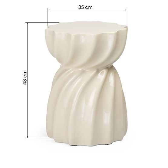 Bočný stolík Bloom 35 cm, béžový, lesklý