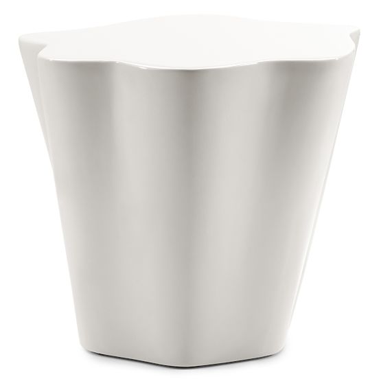 Bočný stolík Bow 49 cm, šedobéžový, lesklý, oblé tvary