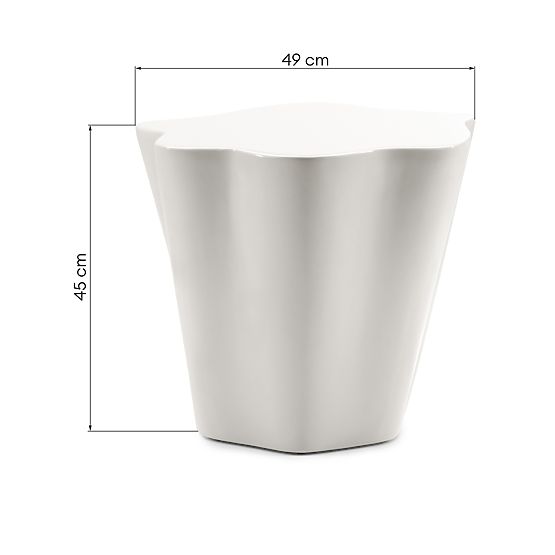 Bočný stolík Bow 49 cm, šedobéžový, lesklý, oblé tvary