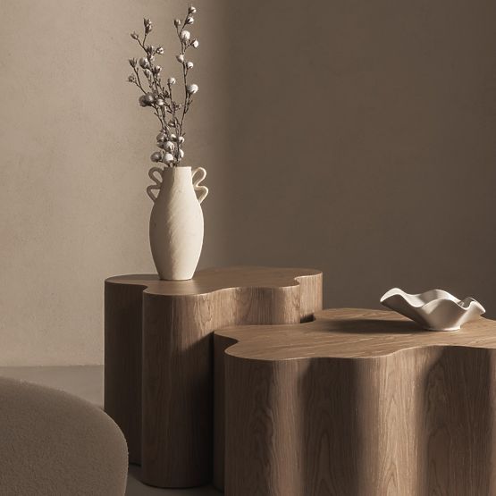 Bočný stolík Cosmo 66 cm, orech, oblé tvary