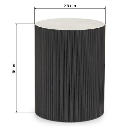 Bočný stolík Ermanno, 35 cm, čierny, ryhovaný