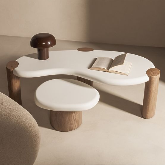 Bočný stolík Floe 50 cm, biely/orech