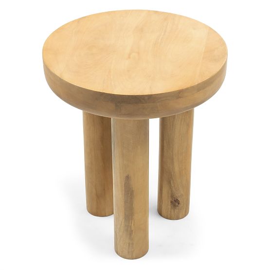 Bočný stolík Limali 50 cm, okrúhly, mangové drevo, oblé tvary