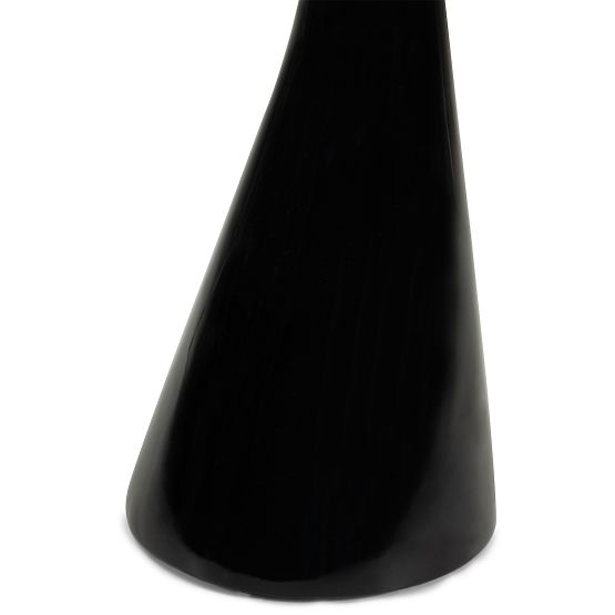 Bočný stolík so sklenenou doskou Muun 45 cm, čierny, lesklý, oblé tvary