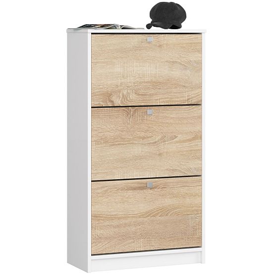 Botník 3 výklopné dvere 60 cm - biela-dub sonoma
