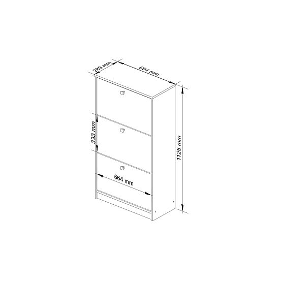 Botník 3 výklopné dvere 60 cm - biela-dub sonoma