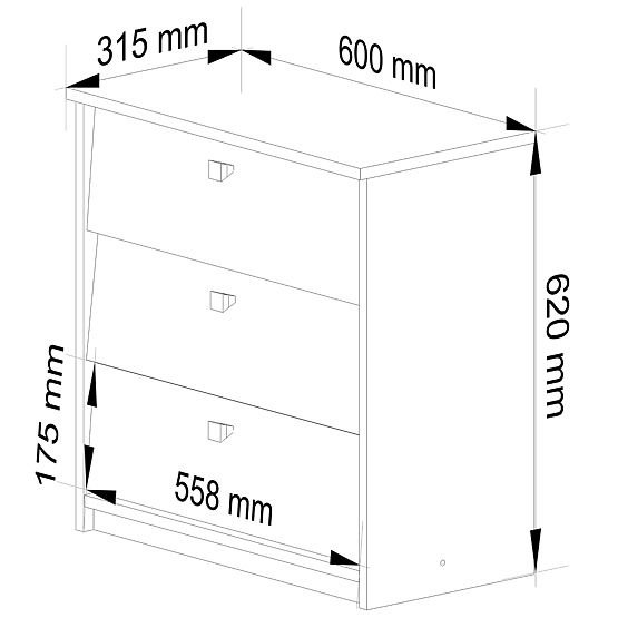 Botník MINI 3 výklopné dvere 60 cm - biely