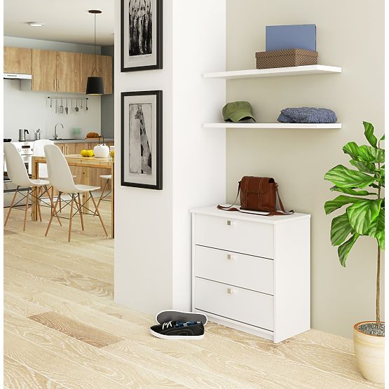 Botník MINI 3 výklopné dvere 60 cm - biely