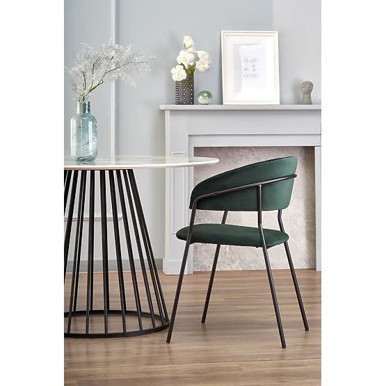 BRODWAY stôl doska - biely mramor, noha - čierna (2p=1ks)