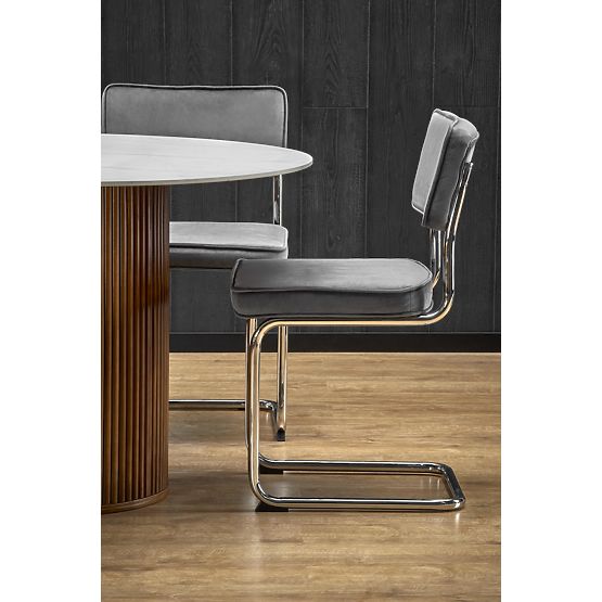 BRUNO okrúhly stôl, biely mramor / orechový (2p=1ks)