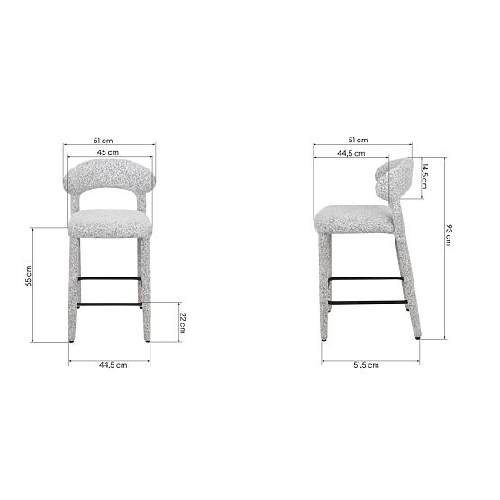Čalúnená barová stolička Hiroki, béžovo-sivý melír