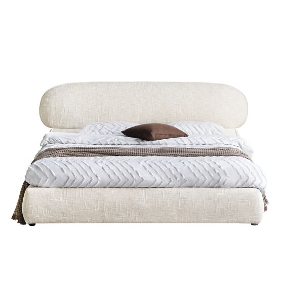 Čalúnená posteľ Avola 160x200 cm, s roštom a úložným priestorom, svetlo béžová, zaoblená