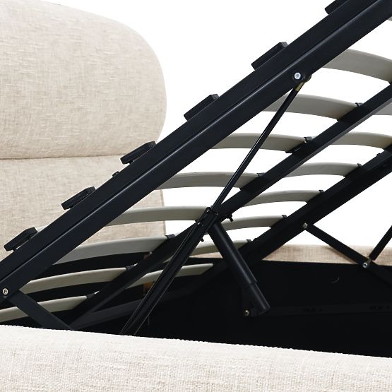 Čalúnená posteľ Avola 160x200 cm, s roštom a úložným priestorom, svetlo béžová, zaoblená