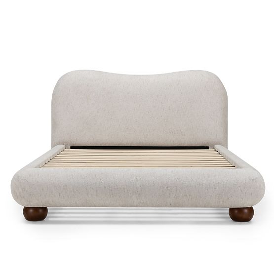 Čalúnená posteľ Bowee 160x200 cm, so stelažom, svetlo béžová, nožičky guľaté
