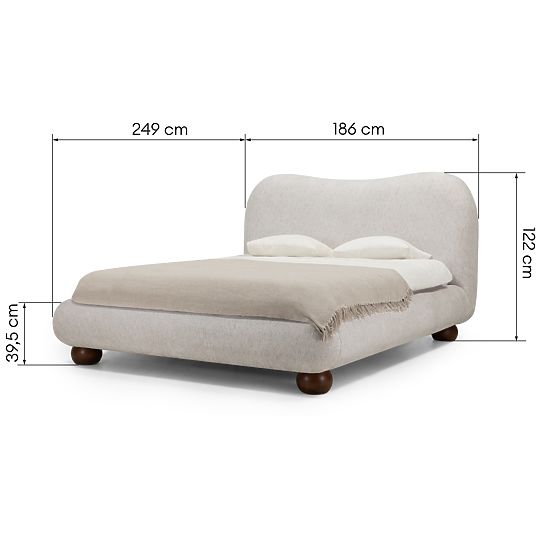 Čalúnená posteľ Bowee 160x200 cm, so stelažom, svetlo béžová, nožičky guľaté