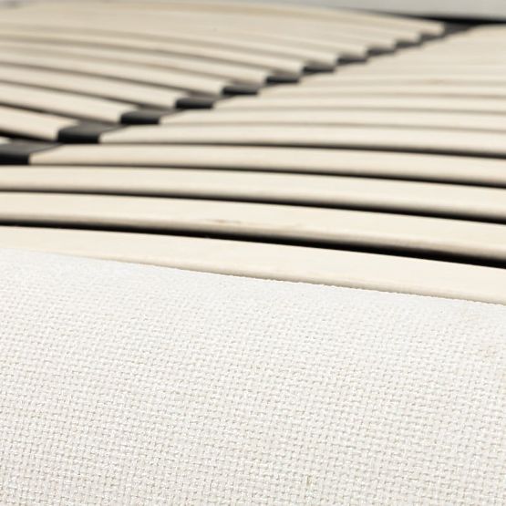 Čalúnená posteľ Lumi 160x200 cm, s roštom a úložným priestorom, zaoblená, svetlo béžová