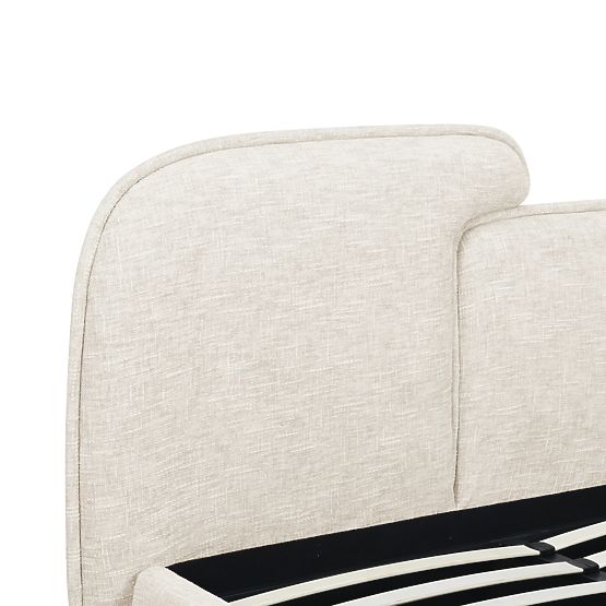 Čalúnená posteľ Nestia 160x200 cm, s roštom a úložným priestorom, svetlo béžová, zaoblená