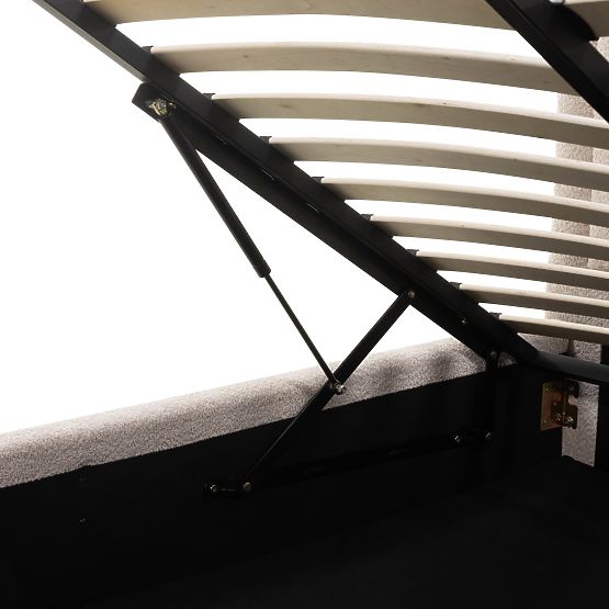 Čalúnená posteľ Ovoid 140x200 cm, s roštom a úložným priestorom, zaoblená, béžová