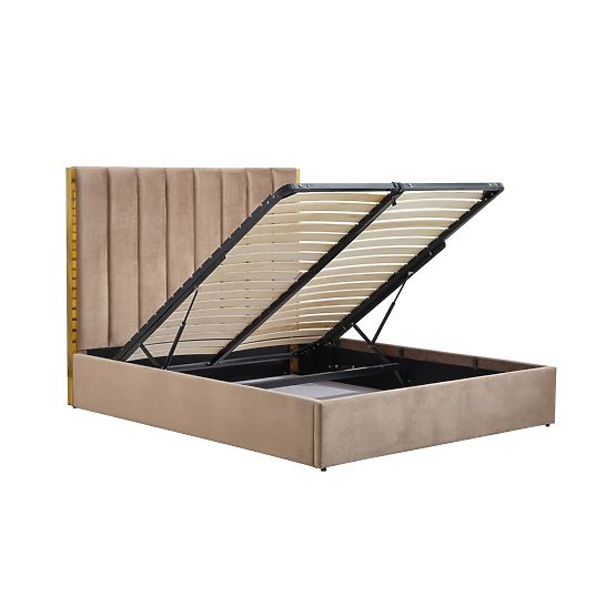 Čalúnená posteľ s vysokým čelom PALLAZO béžová - 160x200 cm