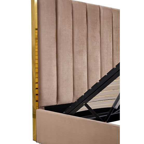 Čalúnená posteľ s vysokým čelom PALLAZO béžová - 160x200 cm