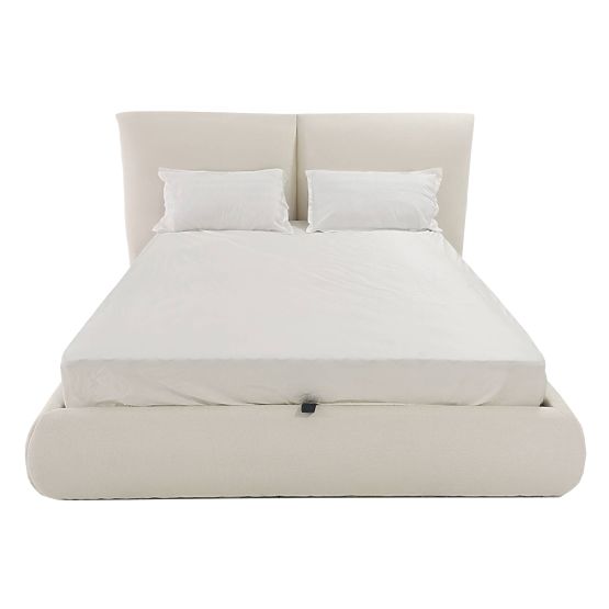 Čalúnená posteľ Yunar 180x200 cm, s roštom a úložným priestorom, béžová