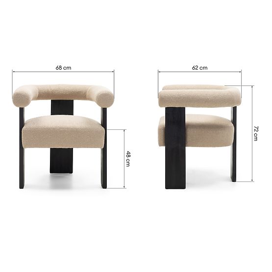 Čalúnená stolička Chili béžová/čierna, kaučukové drevo