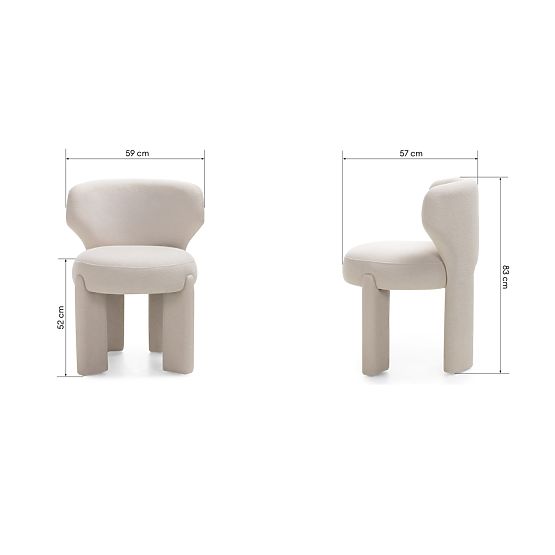 Čalúnená stolička Elaine krémová, boucle, oblé tvary