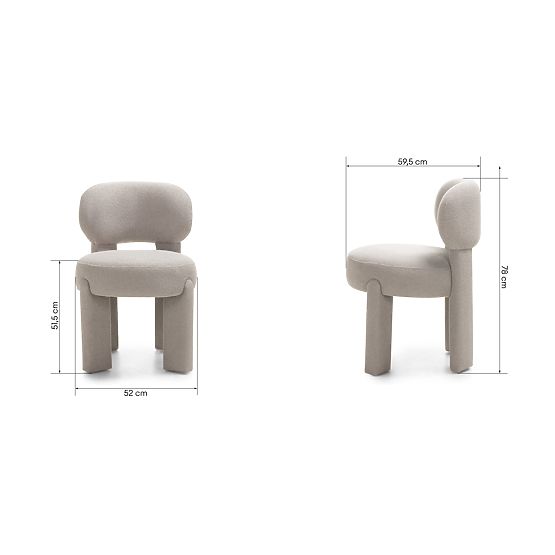 Čalúnená stolička Falone šedobéžová, boucle, oblé tvary