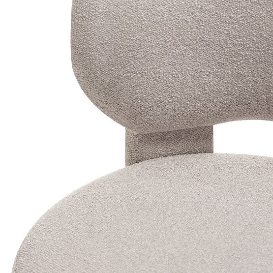 Čalúnená stolička Falone šedobéžová, boucle, oblé tvary