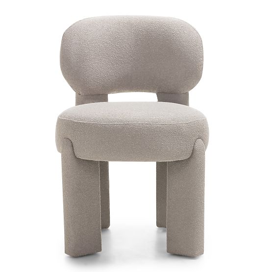 Čalúnená stolička Falone šedobéžová, boucle, oblé tvary