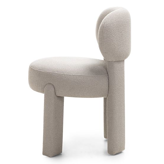 Čalúnená stolička Falone šedobéžová, boucle, oblé tvary