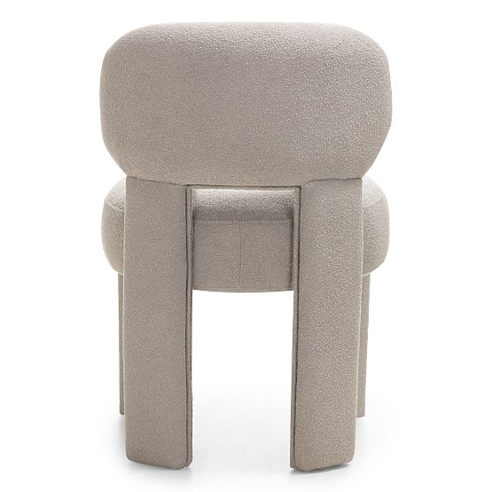 Čalúnená stolička Falone šedobéžová, boucle, oblé tvary