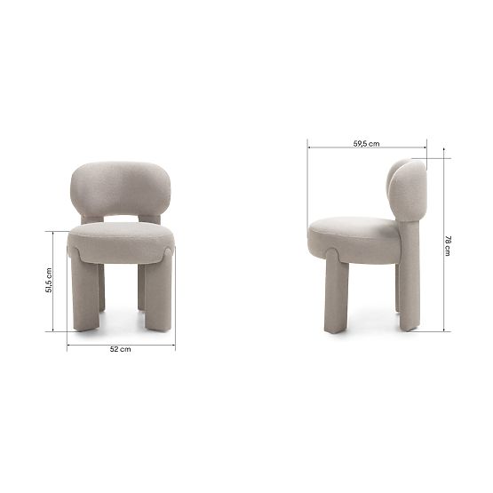 Čalúnená stolička Falone šedobéžová, boucle, oblé tvary