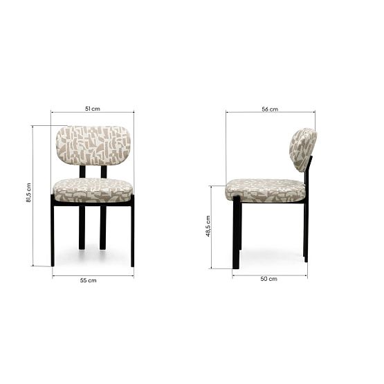Čalúnená stolička Flare, béžovo-krémová/čierne nohy