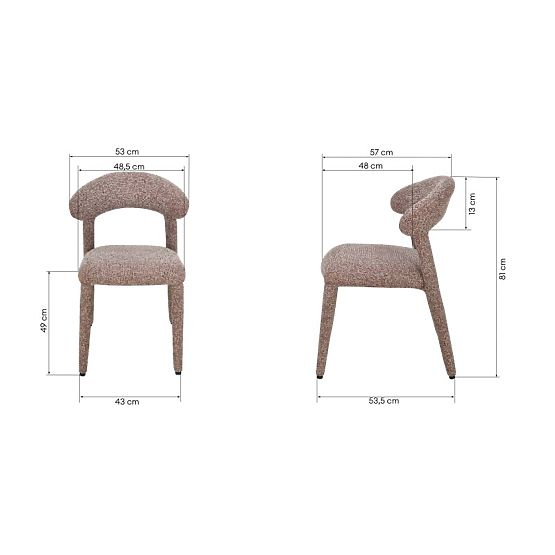 Čalúnená stolička Hiroki, béžovo-bordová melír