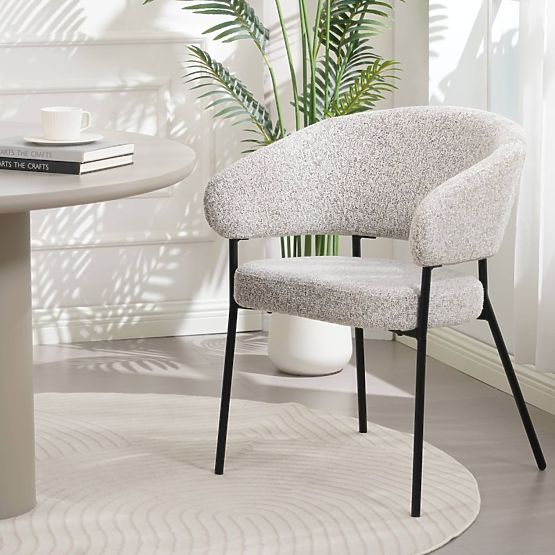 Čalúnená stolička Lamu, béžová melange/čierne nohy