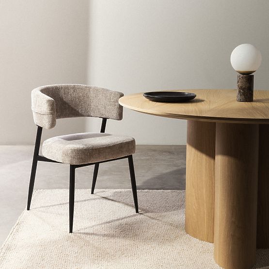 Čalúnená stolička Rosario béžová/čierne nohy