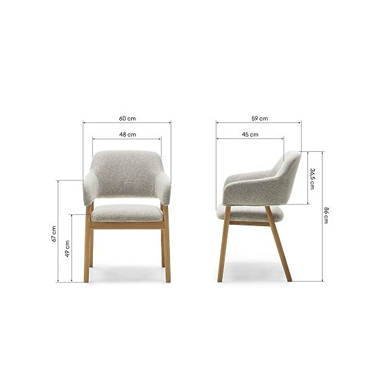 Čalúnená stolička Sanremo svetlosivá, boucle/dub