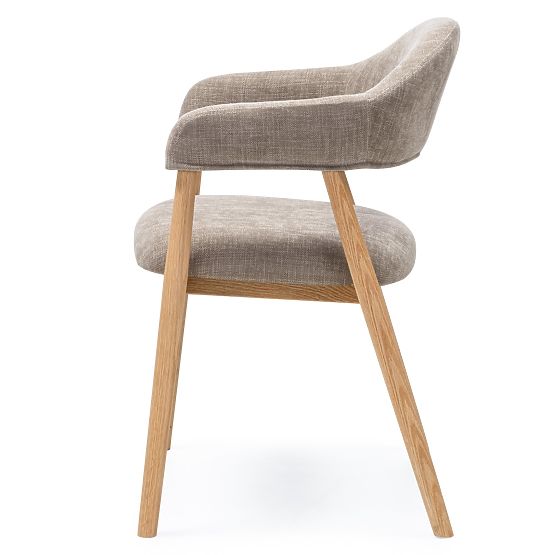 Čalúnená stolička Sorrento, tmavo béžová, dub