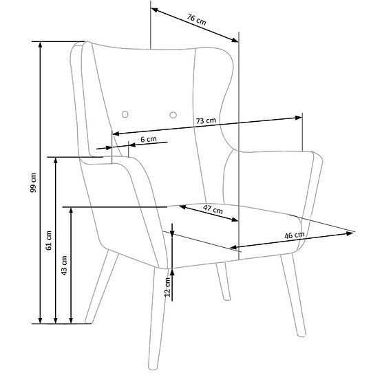 Čalúnené kreslo COTTO - modré