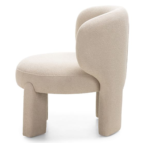 Čalúnené kreslo Elaine béžové, boucle, oblé tvary