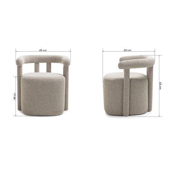 Čalúnené kreslo Glen sivé, oblé tvary