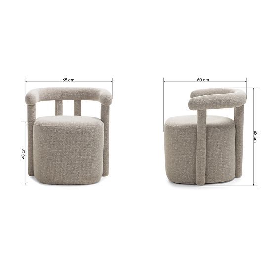 Čalúnené kreslo Glen sivé, oblé tvary