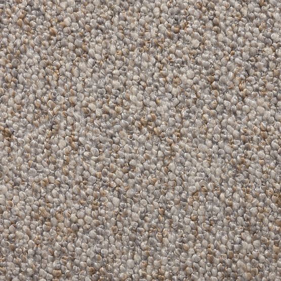 Čalúnené kreslo Sheli béžovošedý melír, boucle, oblé tvary