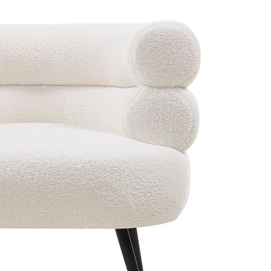 Čalúnené kreslo/stolička Leya ecru, zaoblené, čierne nohy