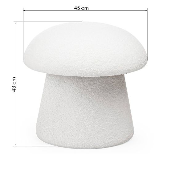 Čalúnený puf Cap, biely, boucle, oblé tvary